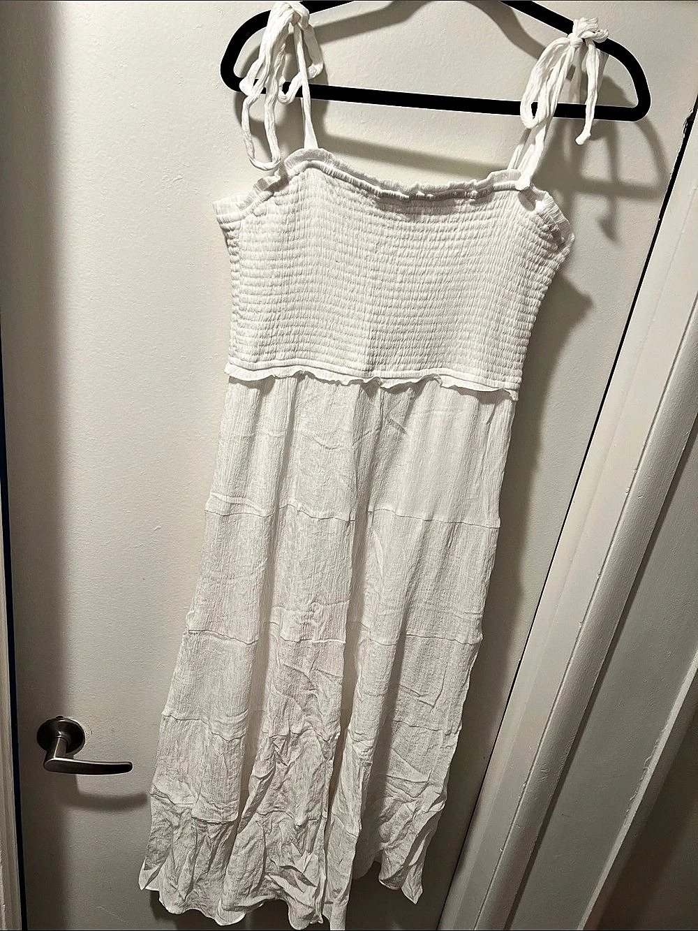 Women's White Smocked Maxi Dress